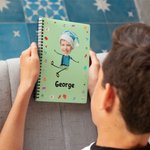 Personalised Avatar Cartoon Pattern 120 Pages A5 Lined Spiral Notebook with Name and Initial Birthday Gift for Boys Girls