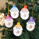 Ornement de Noël personnalisé en bois peint à la main avec le nom d'un bonhomme de neige Décoration de l'arbre de Noël Cadeau de fête pour la famille 