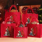 Personalisierte Cartoon-Charakter mit Weihnachtsbaum wiederverwendbare rote Jute Tote Geschenk Tasche mit Initiale und Name Weihnachten Party Geschenk für Familie Kinder
