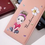 Personalised Cartoon Characters Birth Flower Birth Flower PU Leather Wallet with RFID Blocking Credit Card Holder Birthday Gift for Family Friend