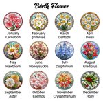Personalised Birth Flower Stained Glass Round Mini Pill Box with Name and Mirror Birthday Gift for Friends Family