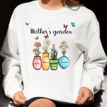 Personalised Grandma's Garden Butterfly Crewneck Sweatshirt with 1-10 Birth Flowers and Names Birthday Mother's Day Gift for Mom Grandma