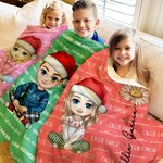 Couverture Douce Multicolore Personnalisée avec Nom Personnage Dessin Animé et Fleur de Naissance Cadeau Noël pour Famille et  Enfants
