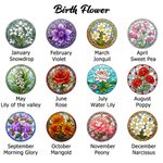 Personalised Birth Flower Stained Glass Round Mini Pill Box with Name and Mirror Birthday Gift for Friends Family