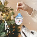 Ornement de Noël personnalisé en bois peint à la main avec le nom d'un bonhomme de neige Décoration de l'arbre de Noël Cadeau de fête pour la famille 