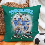 Personalized 1-5 Photo Brilliant Lightning Baseball Football Throw Pillow Cover with Name Home Decor Birthday Gift for Sports Lover 3