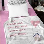 Spersonalizowany latający dom z sercem I Wish I Can Move You Next Door Miękki polarowy koc z imieniem Przyjaźń na odległość Prezent dla przyjaciółki Bestie