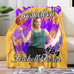 Personifierad 1-5 Foto Briljant Blixt Basket Fotboll Mjuk filt med namn Födelsedagspresent för sportälskare