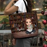 Personalizzato personaggio dei cartoni animati donne nome ragazza Tote Bag con bouquet di fiori di nascita regalo di compleanno per gli amanti dei lib