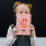 Personalised Avatar Cartoon Pattern 120 Pages A5 Lined Spiral Notebook with Name and Initial Birthday Gift for Boys Girls