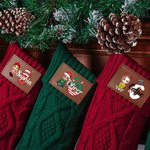 Spersonalizowany Snowman Santa Initial Cartoon Pu Leather Patch Christmas Stocking with Name Fireplace Festival Party Decor Gift for Family Kids