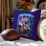Personalized 1-5 Photo Brilliant Lightning Baseball Football Throw Pillow Cover with Name Home Decor Birthday Gift for Sports Lover 1