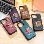 Personalisierte Cartoon Girl Glitter Bow Weihnachtsbaum Leder Flip Wallet Handyhülle mit Kartenhalter und RFID-Blockierung Geschenk für Familie Freund