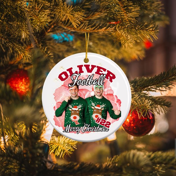 Personalizado colorido relámpago de la llama 1-5 fotos collage ornamento de cerámica con el nombre del árbol de Navidad decoración del equipo de regal