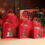Personalisierte Cartoon-Charakter mit Weihnachtsbaum wiederverwendbare rote Jute Tote Geschenk Tasche mit Initiale und Name Weihnachten Party Geschenk für Familie Kinder