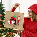 Personalizzato Natale iniziale Cartoon Character Eco-friendly Tote Bag con nome Regalo di Natale per amico di famiglia