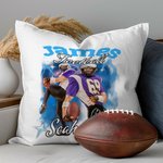 Personalized 1-5 Photo Brilliant Lightning Baseball Football Throw Pillow Cover with Name Home Decor Birthday Gift for Sports Lover 4