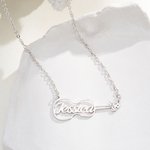 Personalised Dainty Hollow Violin Pendant Necklace with Name Music Jewellery Birthday Anniversary Gift for Violinist Violin Lovers