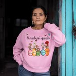 Personalised Grandma's Garden Butterfly Crewneck Sweatshirt with 1-10 Birth Flowers and Names Birthday Mother's Day Gift for Mom Grandma