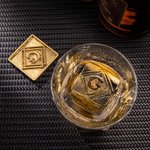 Personalisierte Lebensmittel-Grade graviert Messing Initial Whiskey Eiswürfelform Schale mit Stempel Designs und Zange Bar Zubehör Party Geschenk für 