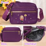 Sac à Bandoulière Personnalisé avec Personnage Fleur de Naissance Nom Cadeau Noël Anniversaire pour Femme Famille