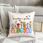 Personalised Mother's Grandma's Garden 1-10 Birth Flower Vase Throw Pillow Cover with Name Butterfly Home Decor Birthday Holiday Gift for Family