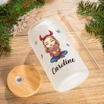 Personalizzato Cartoon mamma nonna nascita bouquet di fiori 20 oz smerigliato birra può vetro con coperchio di bambù e cannuccia Compleanno regalo di 