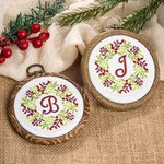 Adorno personalizado de punto de cruz retro hecho a mano alfabeto contado con hebilla Decoración del árbol de Navidad Regalo para familia Punto de cru
