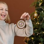 Adorno personalizado de punto de cruz retro hecho a mano alfabeto contado con hebilla Decoración del árbol de Navidad Regalo para familia Punto de cru