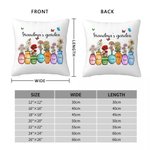 Personalised Mother's Grandma's Garden 1-10 Birth Flower Vase Throw Pillow Cover with Name Butterfly Home Decor Birthday Holiday Gift for Family