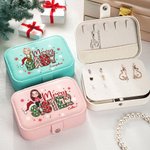 Personalized Merry Mama Sister Snowflake Cartoon Character Leather Travel Jewellery Box with Name Portable Birthday Christmas Gift for Women
