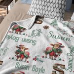 Gepersonaliseerde Schattige Kerst Gebreide Trui Dier Zachte Deken met Initiaal en Naam Kerst Huisdecoratie Cadeau voor Kinderen Familie