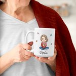 Tasse en céramique personnalisée avec nom, anniversaire et cadeau de Noël pour les femmes.