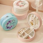 Boîte à bijoux portable en cuir avec nom Accessoires de voyage Cadeau d'anniversaire pour femmes filles