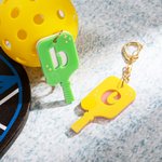 Gepersonaliseerde Leuke Pickleball Peddel Acryl Keychain met initiaal verjaardag jubileum cadeau voor Pickleball liefhebber