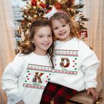 Personalizzato carino Natale maglia maglione animale bambino Bodysuit Kid T-shirt Felpa con iniziale e nome regalo di Natale per ragazzi ragazze