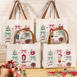 Personalisierte Cartoon-Charakter Weihnachtsbaum Schneemann Canvas Tragetasche mit Namen Weihnachten Geburtstag Geschenk für Familie Freund Liebhaber