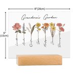 Personalised 1-20 Birth Flowers Acrylic Plaque with Name and Base Room Decoration Mother's Day Birthday Gift for Grandma Mom