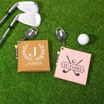 Gepersonaliseerde lederen absorberen water golf handdoek met golf tees intrekbare clip draagbare accessoires verjaardagscadeau voor golfliefhebbers