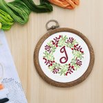 Adorno personalizado de punto de cruz retro hecho a mano alfabeto contado con hebilla Decoración del árbol de Navidad Regalo para familia Punto de cru