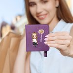 Personalized Cartoon Character Birth Flower Name Leather Compact Bifold Pocket Wallet with RFID Blocking and ID Window Birthday Gift for Family Kids