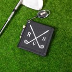 Gepersonaliseerde lederen absorberen water golf handdoek met golf tees intrekbare clip draagbare accessoires verjaardagscadeau voor golfliefhebbers