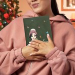 Carnet en Cuir Personnalisé avec Personnage Dessin Animé Bouquet de Fleur et Nom Cadeau Anniversaire Noël pour Femmes et Amies