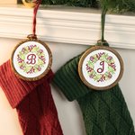 Adorno personalizado de punto de cruz retro hecho a mano alfabeto contado con hebilla Decoración del árbol de Navidad Regalo para familia Punto de cru