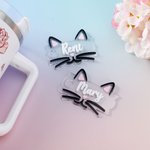 Personalized Cute Cat Clear Acrylic Tumbler Name Plate Tag Accessories for Stanley Cup Birthday Gift for Cat Lovers Owners 2