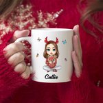 Tasse en céramique personnalisée avec nom, anniversaire et cadeau de Noël pour les femmes.