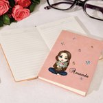 Carnet en Cuir Personnalisé avec Personnage Dessin Animé Bouquet de Fleur et Nom Cadeau Anniversaire Noël pour Femmes et Amies