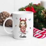 Tasse en céramique personnalisée avec nom, anniversaire et cadeau de Noël pour les femmes.