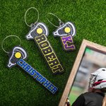 Personalised Multicolour Colours 3D Printed Name Lacrosse Racket Keychain Bag Tag Lacrosse Mom Birthday Gift for Sports Lover