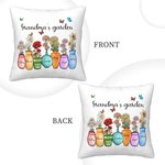 Personalised Mother's Grandma's Garden 1-10 Birth Flower Vase Throw Pillow Cover with Name Butterfly Home Decor Birthday Holiday Gift for Family